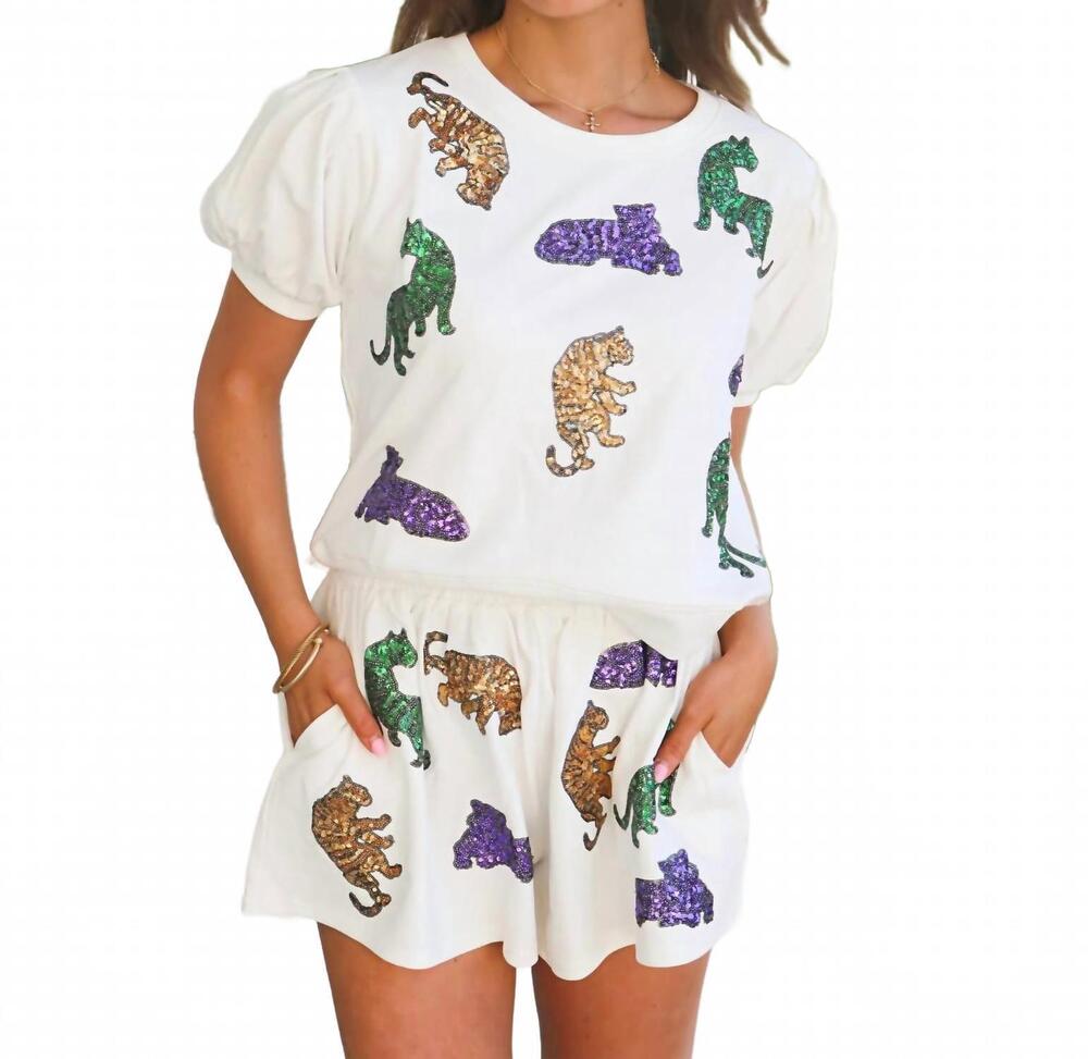 NEW PEACH LOVE mardi pardi tiger top in white